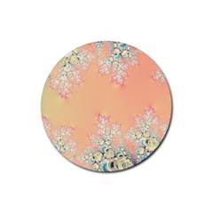 Peach Spring Frost On Flowers Fractal Drink Coasters 4 Pack (round) by Artist4God