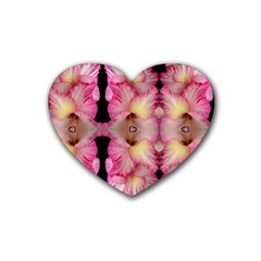 Pink Gladiolus Flowers Drink Coasters (heart) by Artist4God