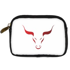 Stylized Symbol Red Bull Icon Design Digital Camera Leather Case by rizovdesign