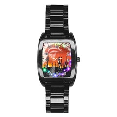 Ghost Dance Stainless Steel Barrel Watch by icarusismartdesigns