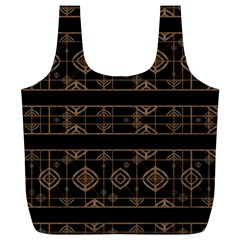 Dark Geometric Abstract Pattern Reusable Bag (xl) by dflcprints