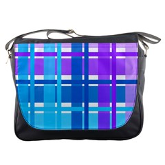 Blue & Purple Gingham Plaid Messenger Bag by StuffOrSomething
