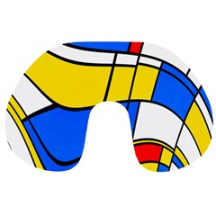 Colorful Distorted Shapes Travel Neck Pillow by LalyLauraFLM