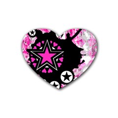 Pink Star Splatter Drink Coasters 4 Pack (heart)  by ArtistRoseanneJones