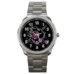 Pink Star Explosion Sport Metal Watch by ArtistRoseanneJones