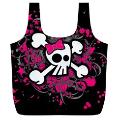 Girly Skull And Crossbones Reusable Bag (xl) by ArtistRoseanneJones