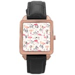 Flamingo Pattern Rose Gold Watches Front
