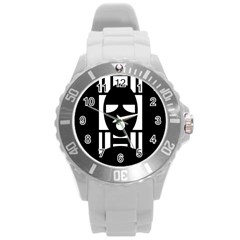 Masked Round Plastic Sport Watch (l) by ArtistRoseanneJones