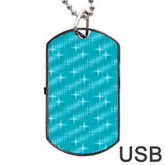 Many Stars,aqua Dog Tag Usb Flash (one Side) by ImpressiveMoments