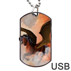 The Dark Unicorn Dog Tag Usb Flash (two Sides)  by FantasyWorld7