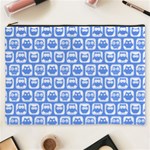Blue And White Owl Pattern Cosmetic Bag (XXXL)  Front