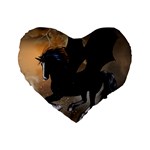 Awesome Dark Unicorn With Clouds Standard 16  Premium Flano Heart Shape Cushions Front