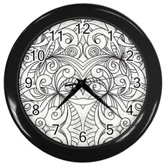 Drawing Floral Doodle 1 Wall Clocks (black) by MedusArt