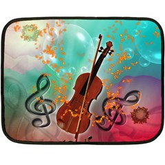 Violin With Violin Bow And Key Notes Fleece Blanket (mini) by FantasyWorld7