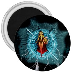 Beautiful Witch With Magical Background 3  Magnets by FantasyWorld7