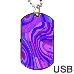 Retro Abstract Blue Pink Dog Tag Usb Flash (two Sides)  by ImpressiveMoments