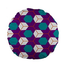 Cubes In Honeycomb Pattern Standard 15  Premium Round Cushion  by LalyLauraFLM