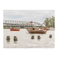 Boats At Santa Lucia River In Montevideo Uruguay Double Sided Flano Blanket (mini)  by dflcprints