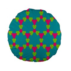 Triangles Honeycombs And Other Shapes Pattern 	standard 15  Premium Flano Round Cushion by LalyLauraFLM