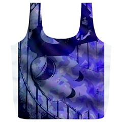 Blue Theater Drama Comedy Masks Full Print Recycle Bags (l)  by BrightVibesDesign
