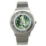 Awesome Seadraon In A Fantasy World With Bubbles Stainless Steel Watch Front