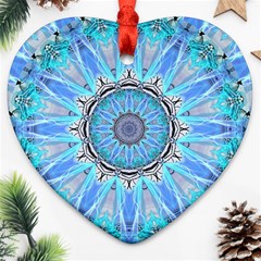Sapphire Ice Flame, Light Bright Crystal Wheel Ornament (heart)  by DianeClancy