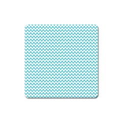 Blue White Chevron Square Magnet by yoursparklingshop