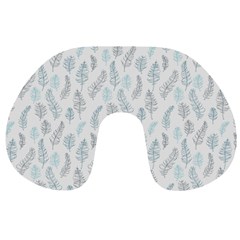Whimsical Feather Pattern Dusk Blue Travel Neck Pillow by Zandiepants