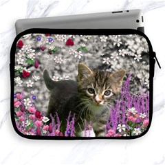 Emma In Flowers I, Little Gray Tabby Kitty Cat Apple Ipad 2/3/4 Zipper Cases by DianeClancy