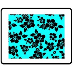 Blue Dark Hawaiian Fleece Blanket (medium)  by AlohaStore