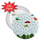 Birds in the rain 2.25  Buttons (100 pack)  Front