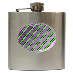Purple And Green Lines Hip Flask (6 Oz) by Valentinaart