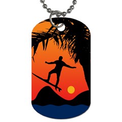 Man Surfing At Sunset Graphic Illustration Dog Tag (two Sides) by dflcprints