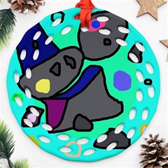 Blue Comic Abstract Round Filigree Ornament (2side) by Valentinaart