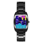 Walking on the clouds  Stainless Steel Barrel Watch Front
