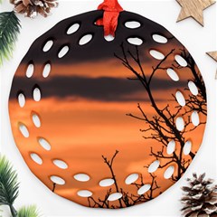 Tree Branches And Sunset Ornament (round Filigree)  by picsaspassion