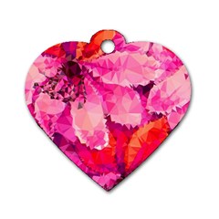 Geometric Magenta Garden Dog Tag Heart (two Sides) by DanaeStudio