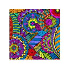 Pop Art Paisley Flowers Ornaments Multicolored Small Satin Scarf (square) by EDDArt