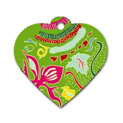 Green Organic Abstract Dog Tag Heart (two Sides) by DanaeStudio