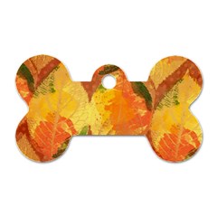 Fall Colors Leaves Pattern Dog Tag Bone (two Sides) by DanaeStudio