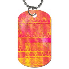 Yello And Magenta Lace Texture Dog Tag (two Sides) by DanaeStudio