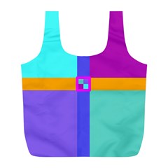 Right Angle Squares Stripes Cross Colored Full Print Recycle Bags (l)  by EDDArt
