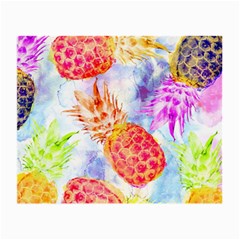 Colorful Pineapples Over A Blue Background Small Glasses Cloth (2-side) by DanaeStudio