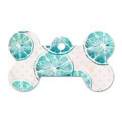Turquoise Citrus And Dots Dog Tag Bone (two Sides) by DanaeStudio