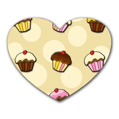 Colorful Cupcakes Pattern Heart Mousepads by Valentinaart
