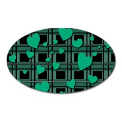 Green Love Oval Magnet by Valentinaart