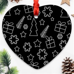 Simple Xmas Pattern Heart Ornament (2 Sides) by Valentinaart