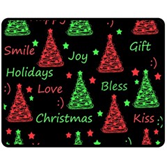 New Year Pattern - Red And Green Fleece Blanket (medium)  by Valentinaart