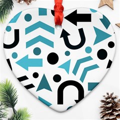 Cyan Direction Pattern Heart Ornament (2 Sides) by Valentinaart