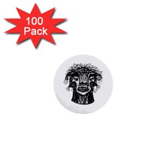 Fantasy Monster Head Drawing 1  Mini Buttons (100 Pack)  by dflcprints